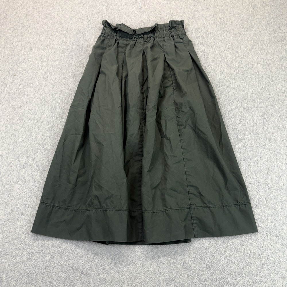 Uniqlo Women's Size XS Olive Green Paperbag-Waist Pleated Midi Skirt
